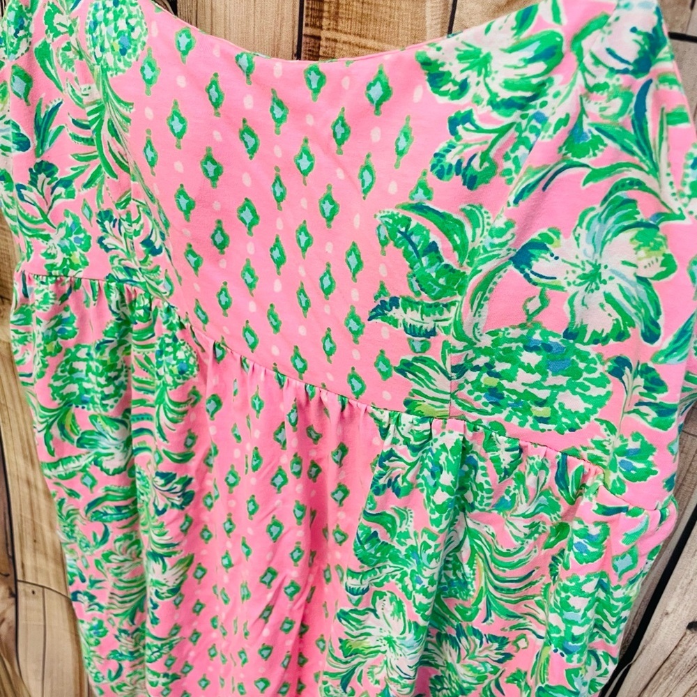 Pink and Green Sundress Lilly Pulitzer Libra Dress Oh Diamond Girl Pink Shandy - Picture 2 of 4